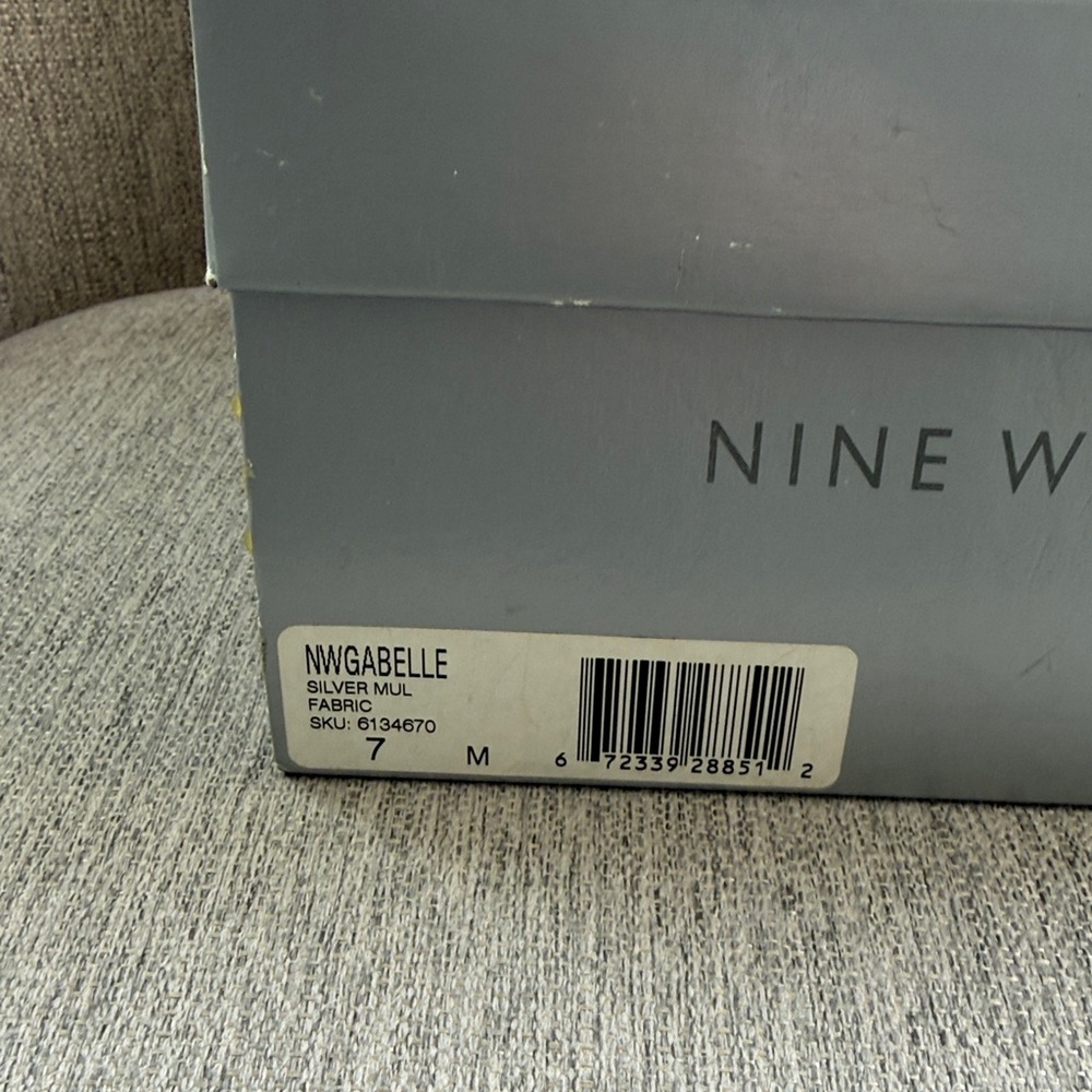 Vintage Nine West Strappy Heels Square Sequin Gun Metal Pewter Gray Black Sz 7 - Picture 11 of 17